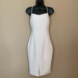 Express Ivory Cream T Strap Split Front Dress